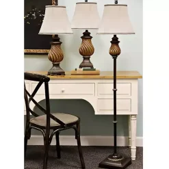 Kirklands Home Table Lamps|Toffee Twist Floor and Table Lamps, Set of 3 Ivory