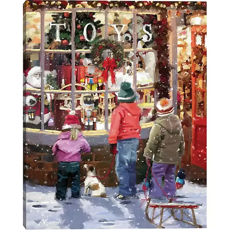 Hot Toy Shop Display Window Christmas Canvas Art Print Christmas Art & Wall Decor