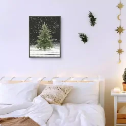 Discount Tree With Snow Fall Christmas Wall Plaque Christmas Art & Wall Decor