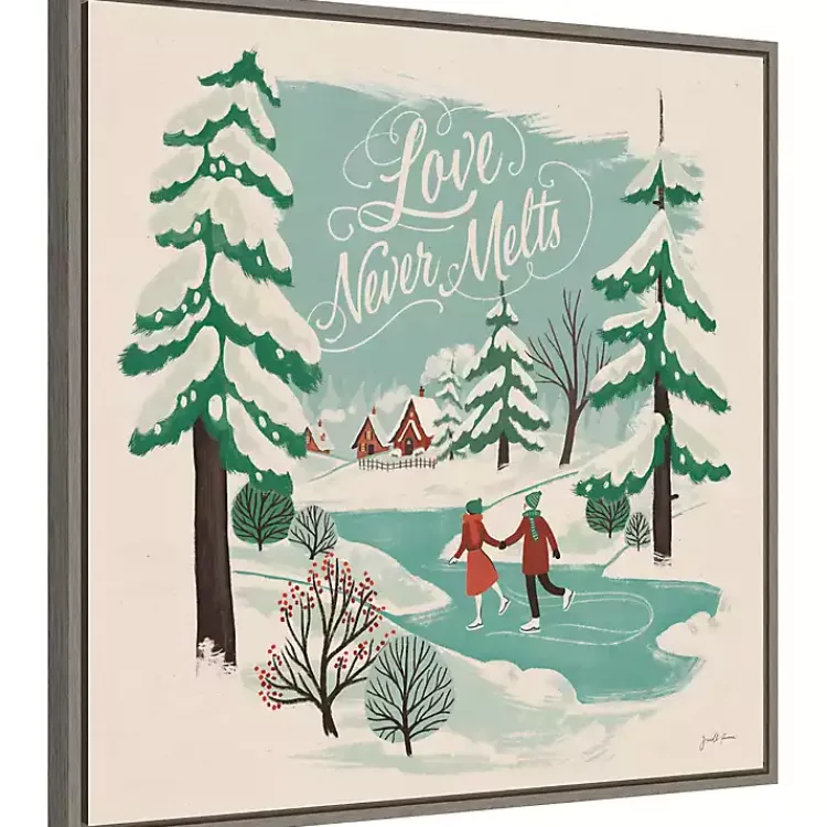 Discount Trees and Ice Skaters Christmas Canvas Wall Plaque Christmas Art & Wall Decor