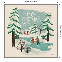 Discount Trees and Ice Skaters Christmas Canvas Wall Plaque Christmas Art & Wall Decor