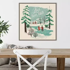 Discount Trees and Ice Skaters Christmas Canvas Wall Plaque Christmas Art & Wall Decor