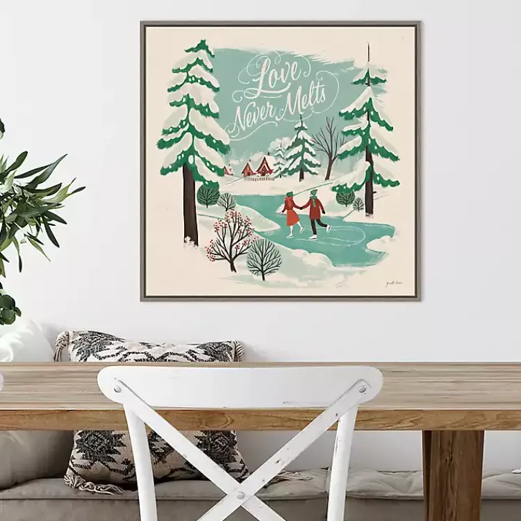 Discount Trees and Ice Skaters Christmas Canvas Wall Plaque Christmas Art & Wall Decor