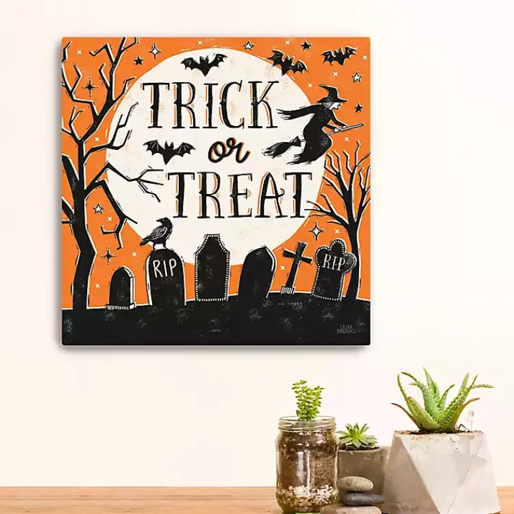 Outlet Trick or Treat Graveyard Canvas Art Print Halloween