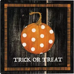Online Trick or Treat Polka Dot Pumpkin Canvas Art Print Halloween