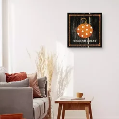 Online Trick or Treat Polka Dot Pumpkin Canvas Art Print Halloween