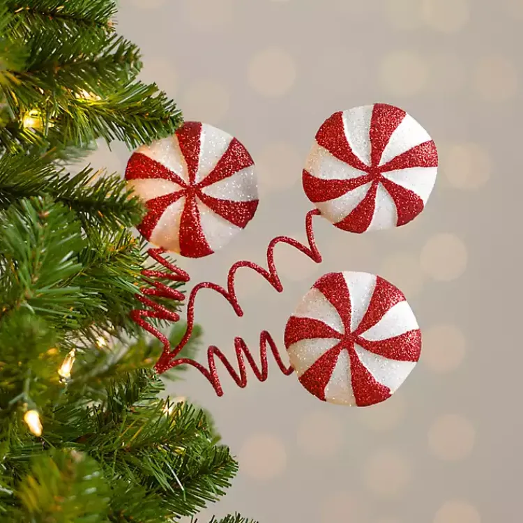 Sale Triple Peppermint Christmas Tree Pick Christmas Tree Decorations
