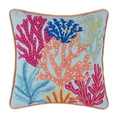 Clearance Tropical Coral Embroidered Pillow Pillows