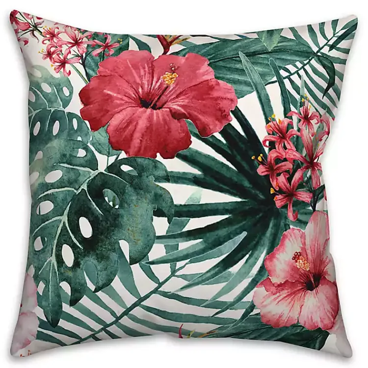 Kirklands Home Outdoor Cushions & Pillows|Tropical Flowers Outdoor Pillow