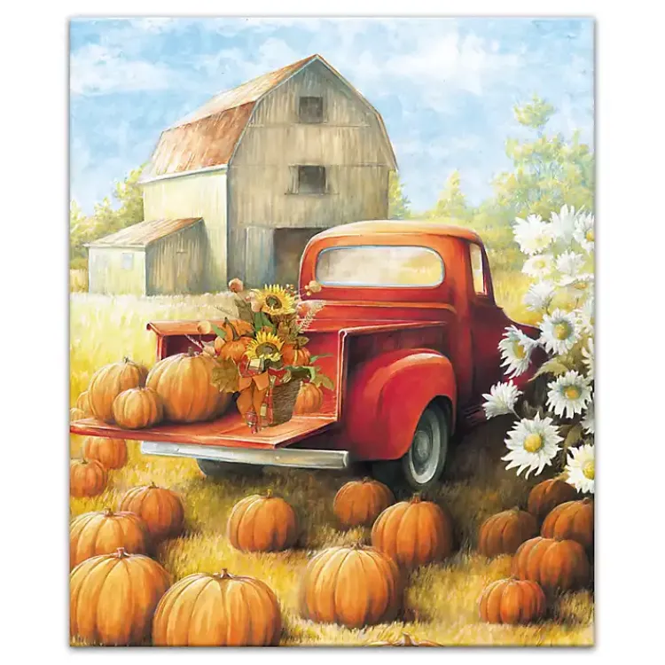 Clearance Truck in a Pumpkin Patch Canvas Art Print Fall