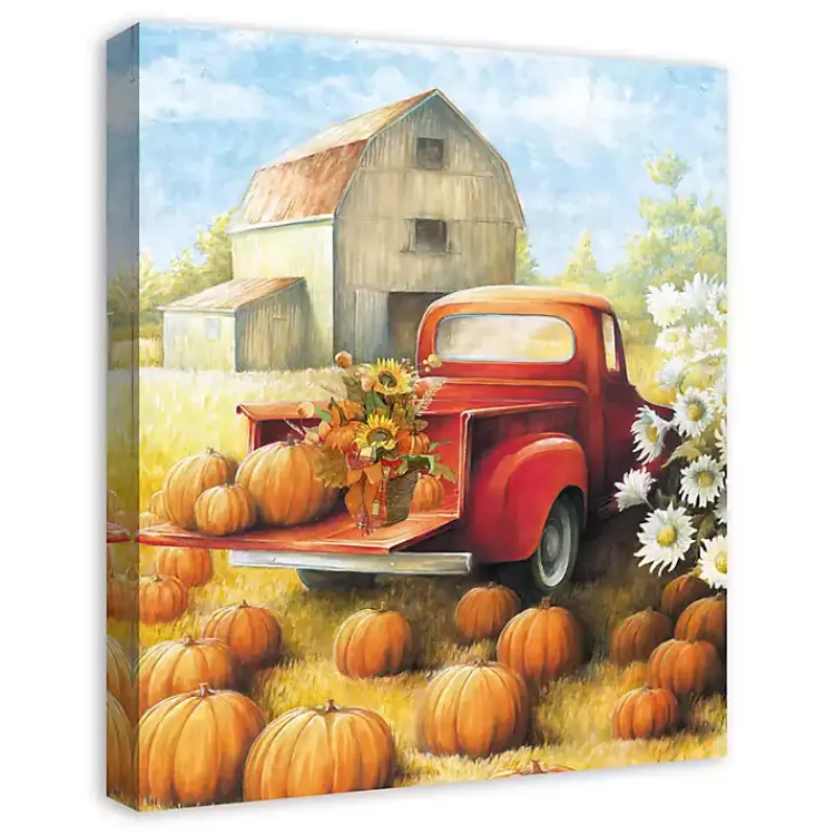Clearance Truck in a Pumpkin Patch Canvas Art Print Fall