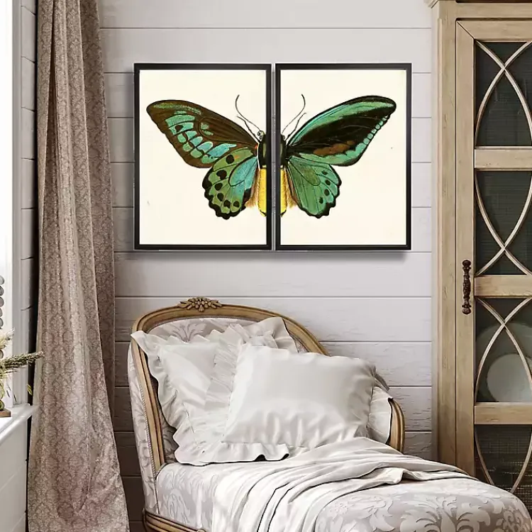 Kirklands Home Framed Art|Turquoise Butterfly Framed Art Prints, Set of 2 Multi