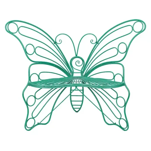 Kirklands Home Outdoor Seating|Turquoise Butterfly Metal Chair Blue