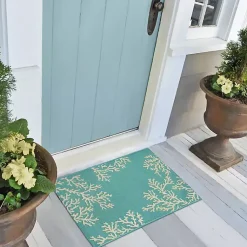 Kirklands Home Outdoor Rugs|Turquoise Coral Indoor/Outdoor Rug, 2x3