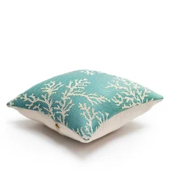 Kirklands Home Outdoor Cushions & Pillows|Turquoise Coral Woven Outdoor Throw Pillow