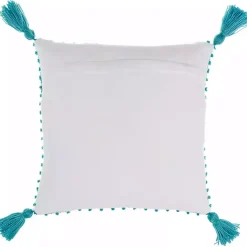 Kirklands Home Outdoor Cushions & Pillows|Turquoise Knotted Tassel Outdoor Throw Pillow Blue