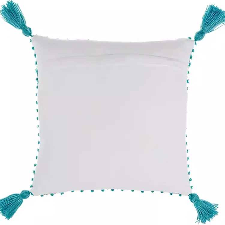Kirklands Home Outdoor Cushions & Pillows|Turquoise Knotted Tassel Outdoor Throw Pillow Blue