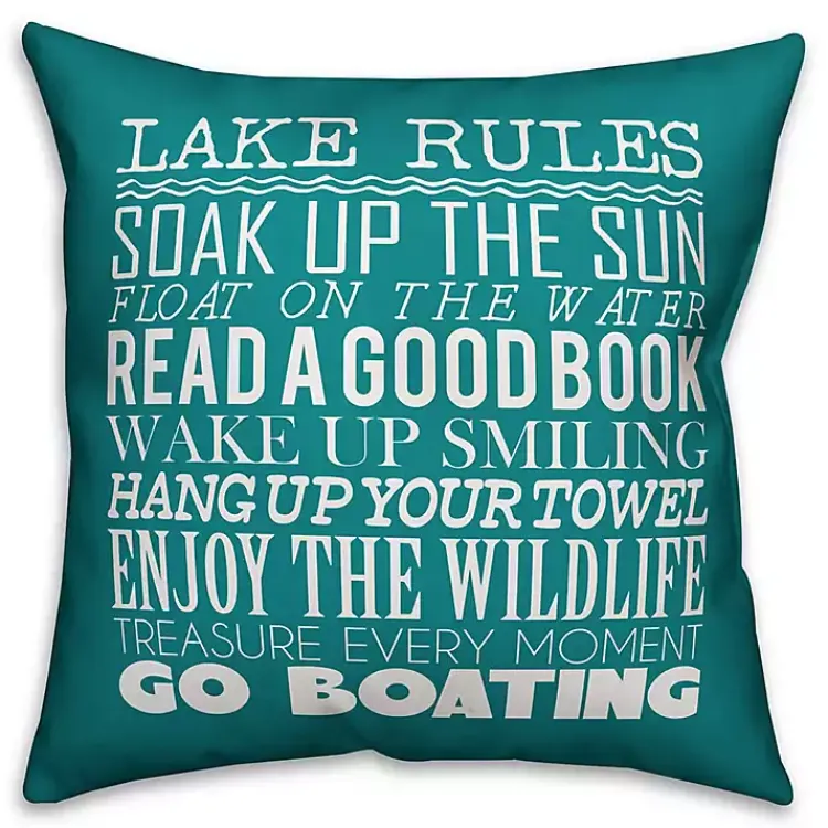 Kirklands Home Outdoor Cushions & Pillows|Turquoise Lake Rules Outdoor Pillow