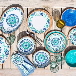 Kirklands Home Outdoor Dining|Turquoise Melamine Rio Ceral Bowls, Set of 6