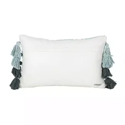 Sale Turquoise Plaid Tassel Lumbar Pillow Pillows