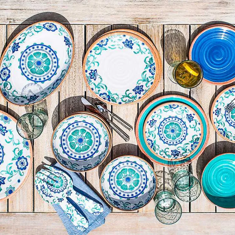 Kirklands Home Outdoor Dining|Turquoise Rio Melamine Dinner Plates, Set of 6