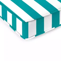 Kirklands Home Outdoor Cushions & Pillows|Turquoise Striped Outdoor Settee Cushion