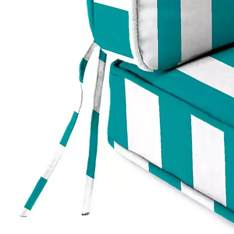 Kirklands Home Outdoor Cushions & Pillows|Turquoise Striped Outdoor Deep Seat Cushion