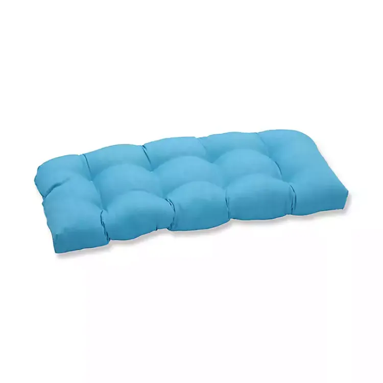 Kirklands Home Outdoor Cushions & Pillows|Turquoise Tufted Outdoor Loveseat Cushion Blue
