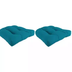 Kirklands Home Outdoor Cushions & Pillows|Turquoise Tufted Outdoor Chair Cushions, Set of 2 Blue