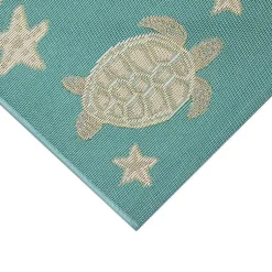 Kirklands Home Outdoor Rugs|Turquoise Turtles Indoor/Outdoor Rug, 3x4