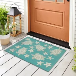 Kirklands Home Outdoor Rugs|Turquoise Turtles Indoor/Outdoor Rug, 3x4