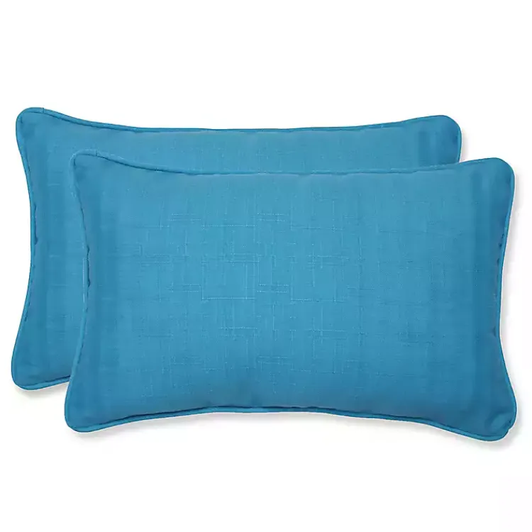 Kirklands Home Outdoor Cushions & Pillows|Turquoise Welt Outdoor Lumbar Pillows, Set of 2 Blue
