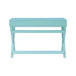 Kirklands Home Office Furniture|Turquoise Wood 2-Drawer Peggy Desk Blue