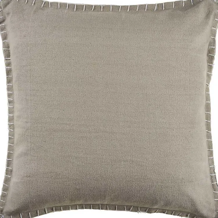 Outlet Twine Embroidered Edge Pillow, 24 in. Pillows