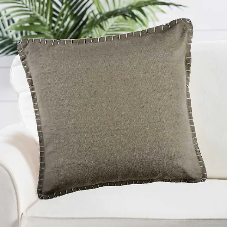 Outlet Twine Embroidered Edge Pillow, 24 in. Pillows