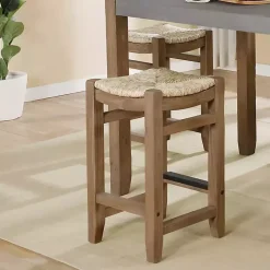 Kirklands Home Bar Stools & Counter Height Stools|Twisted Seagrass and Wood Counter Stools, Set of 2 Tan