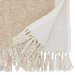 Kirklands Home Table Linens|Two Tone Tan and White Table Runner, 90 in.