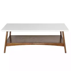 Kirklands Home Coffee Tables|Two-Tone Ava Mid-Century Modern Coffee Table White