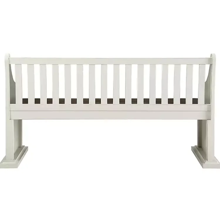 Kirklands Home Entryway Furniture|Two-Tone Dark Oak and Ivory High Back Wooden Bench White