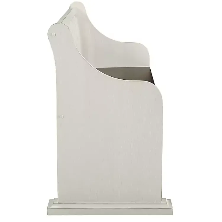 Kirklands Home Entryway Furniture|Two-Tone Dark Oak and Ivory High Back Wooden Bench White