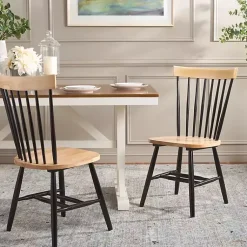 Kirklands Home Dining Chairs|Two-Tone Parker Spindle Dining Chairs, Set of 2 Black