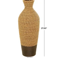 Discount Two-Toned Natural Seagrass Floor Vase, 28 in. Vases