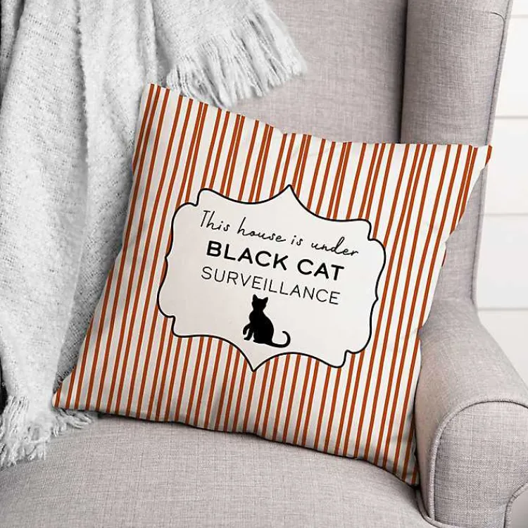 Outlet Under Black Cat Surveillance Pillow Halloween