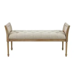Kirklands Home Benches & Ottomans|Upholstered Cane Martha Stewart Isla Bench Tan