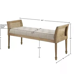 Kirklands Home Benches & Ottomans|Upholstered Cane Martha Stewart Isla Bench Tan