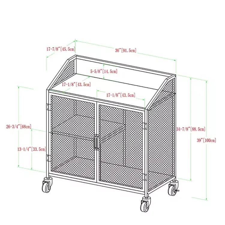 Kirklands Home Cabinets & Sideboards|Urban Mesh Door Rolling Bar Cabinet Gray