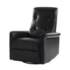 Kirklands Home Accent Chairs|Val Faux Leather Swivel Power Recliner Black