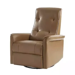Kirklands Home Accent Chairs|Val Faux Leather Swivel Power Recliner Brown