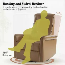 Kirklands Home Accent Chairs|Val Faux Leather Swivel Power Recliner Brown