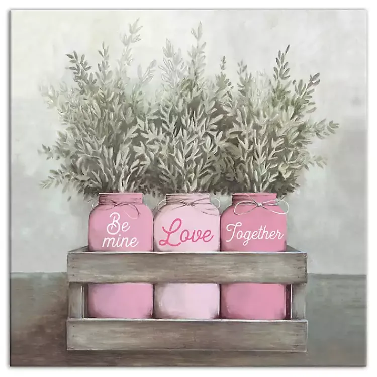 New Valentine's Day Mason Jar Canvas Art Print Valentines Day Decorations